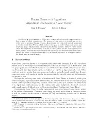 Algorithmic Combinatorial Game Theory∗