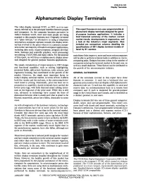 Alphanumeric Display Terminals