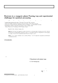 Electrons in a Cryogenic Planar Penning Trap and Experimental Challenges for Quantum Processing