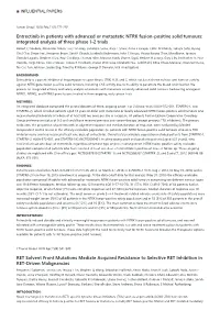 Entrectinib in Patients with Advanced Or Metastatic NTRK Fusion-Positive