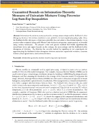 Guaranteed Bounds on Information-Theoretic Measures of Univariate Mixtures Using Piecewise Log-Sum-Exp Inequalities