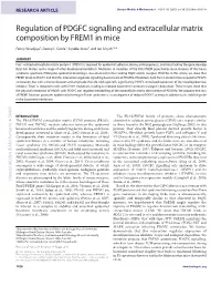 Regulation of PDGFC Signalling and Extracellular Matrix Composition by FREM1 in Mice