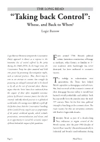 “Taking Back Control”: Whose, and Back to When? Logie Barrow