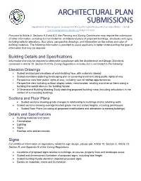ARCHITECTURAL PLAN SUBMISSIONS Department of Planning and Development
