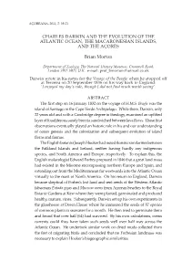 Charles Darwin and the Evolution of the Atlantic Ocean, the Macaronesian Islands, and the Açores