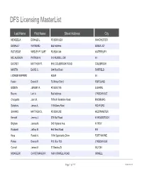DFS Licensing Masterlist