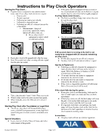 Instructions to Play Clock Operators Starting the Play Clock