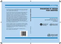 Evaluation of Certain Food Additives