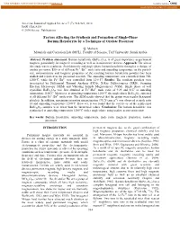 Factors Affecting the Synthesis and Formation of Single-Phase Barium Hexaferrite by a Technique of Oxalate Precursor