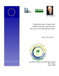 Migration from the East and Societal Security in the European Union