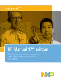 RF Manual 17Th Edition Application and Design Manual for High Performance RF Products June 2013