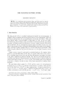 THE RANDOM-CLUSTER MODEL Geoffrey