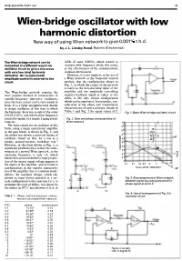Wien-Bridge Oscillator with Low Harmonic Distortion