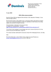 9 June 2020 Ceos Webcast Presentation