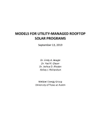 Models for Utility-Managed Rooftop Solar Programs
