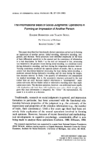 Operations in Forming an Impression of Another Person