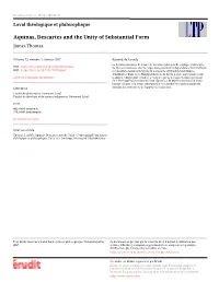 Aquinas, Descartes and the Unity of Substantial Form James Thomas