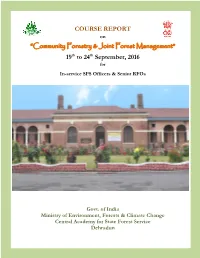 COURSE REPORT “Community Forestry & Joint Forest Management”