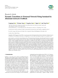Dynamic Transitions in Neuronal Network Firing Sustained by Abnormal Astrocyte Feedback