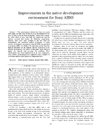 Improvements in the Native Development Environment for Sony AIBO