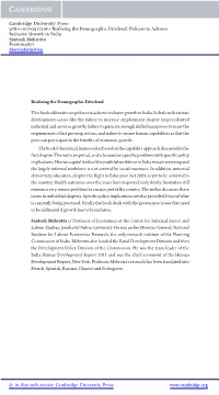 Realising the Demographic Dividend This Book Elaborates on Policies To