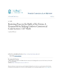 Restoring Peace in the Battle of the Forms: a Framework for Making Uniform Commercial Code Section 2-207 Work, 69 N.C