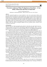 Economic Analysis of Maize Production in Osun State: a Case Study of Ilesa East and West of Osun State