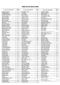 Index of Polling Places