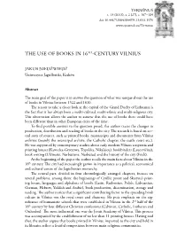 The Use of Books in 16Th-Century Vilnius