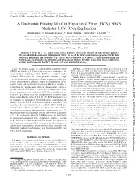A Nucleotide Binding Motif in Hepatitis C Virus (HCV) NS4B Mediates HCV RNA Replication 1 1 2 1,3