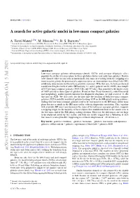 A Search for Active Galactic Nuclei in Low-Mass Compact Galaxies