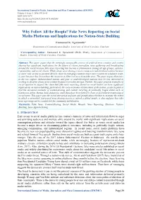 Fake News Reporting on Social Media Platforms and Implications for Nation-State Building