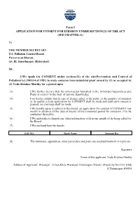 Form-I APPLICATION for CONSENT for EMISSION UNDER SECTION(21) of the ACT (SEE CHAPTER-11)