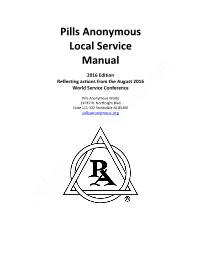 Pills Anonymous Local Service Manual 2016