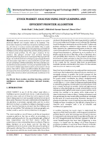 Stock Market Analysis Using Deep Learning and Efficient Frontier Algorithm