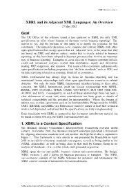 XBRL and Its Adjacent XML Languages: an Overview