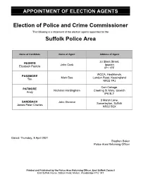 Election of Police and Crime Commissioner Suffolk Police Area