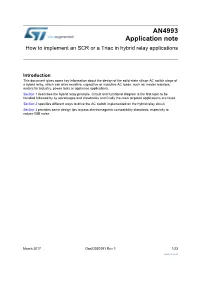 How to Implement a SCR Or a Triac in a Hybride Relay Application