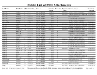 Public List of PFD Attachments