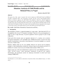 Situation Analysis of Child Health and Its Related Policy in Nepal