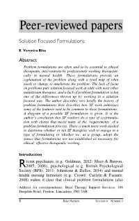 Solution Focused Formulations