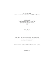 This Is Not My Body: Alienated Corporeality and Brechtian Critical Theatre Practices