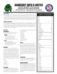 Gameday Info & Notes