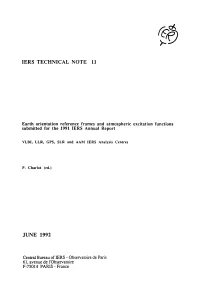 IERS TECHNICAL NOTE 11 Earth Orientation Reference Frames And