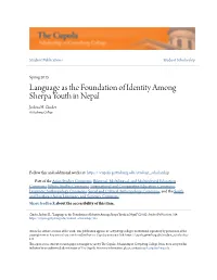 Language As the Foundation of Identity Among Sherpa Youth in Nepal Joshua H