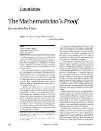 Theater Review: the Mathematician's Proof, Volume 48, Number 6