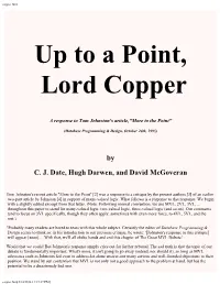 Up to a Point, Lord Copper