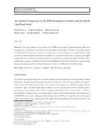 An Analytics Approach to the FIFA Ranking Procedure and the World Cup Final Draw