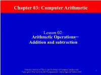 Arithmetic Operations- Addition and Subtraction