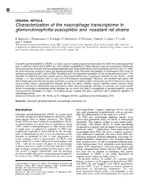Characterization of the Macrophage Transcriptome in Glomerulonephritis-Susceptible and -Resistant Rat Strains